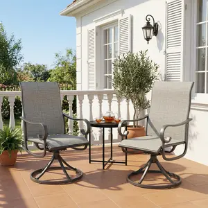 SOLVYA Rocking Bistro Chairs Set, All Weather Metal Outdoor Patio Chairs, Rocker Chairs for Backyard, Poolside, Garden, Balcony (Grey/Blue/Cream/Brown))
