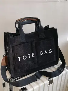Fashion Letter Pattern Tote Bag, Casual Versatile Textured Design Shoulder Bag for Women, Trendy All-match Bag for Daily Use, Fashionable Tote Bag, Stylish Tote Bag