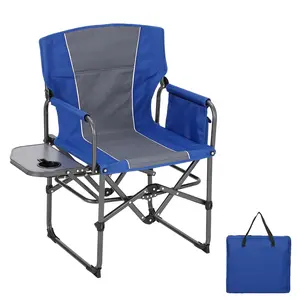 Garvee Oversized Camping Director's Chair, Portable, Foldable, Lawn Chairs for Adults, Durable, with Side Table, Foldable Camping Chair with Bag for Beach, Fishing, Picnic (1
