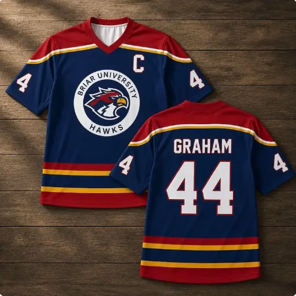 Briar University Hawks Hockey Jersey, Di Laurentis Hockey Romance Jersey, Off Campus Bookish Apparel, Garrett Graham, Logan, Tucker