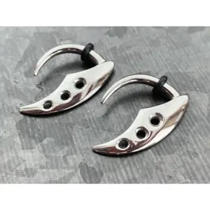 PAIR of Grim Reaper-Fang Style Steel Tapers Hangers / Lobe Expander - Gauges 14g (1.6mm) thru 8g (3.2mm)