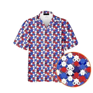 2 Style American Tatas 4th of July Funny Classic Oversized Hawaiian Shirt for Men, Aloha Trendy Gift for Father's Day Vodka Cinnamon Whisky Skull Beer Lovers for Casual Travel Daily Vacation Holiday Beach Summer Streetwear Menswear