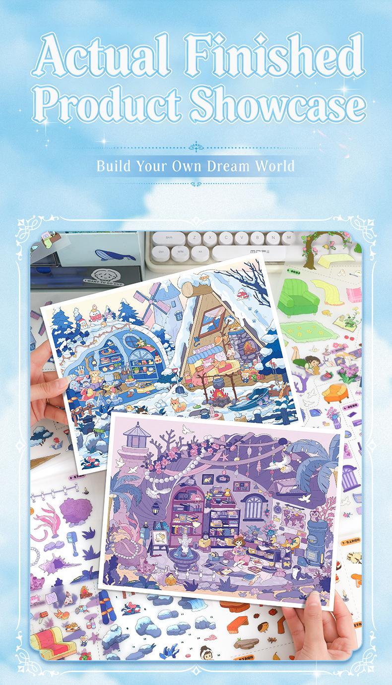 Seasonal Sanctuary Series – 3D Scene Sticker Kit,DIY Fantasy Diorama for Journaling & Scrapbooking,Cottagecore Aesthetic Gift for Women & Girls,PET Sticker Set