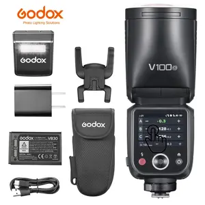 Godox V100-O v100 O 100W Round Head Flash for Olympus & Panasonic Cameras, TTL/HSS 1/8000s Speedlite, 2.4G Wireless Touchscreen On-Camera Flash, 400 Full Power Flashes 1.7s Recycle (USA Version)