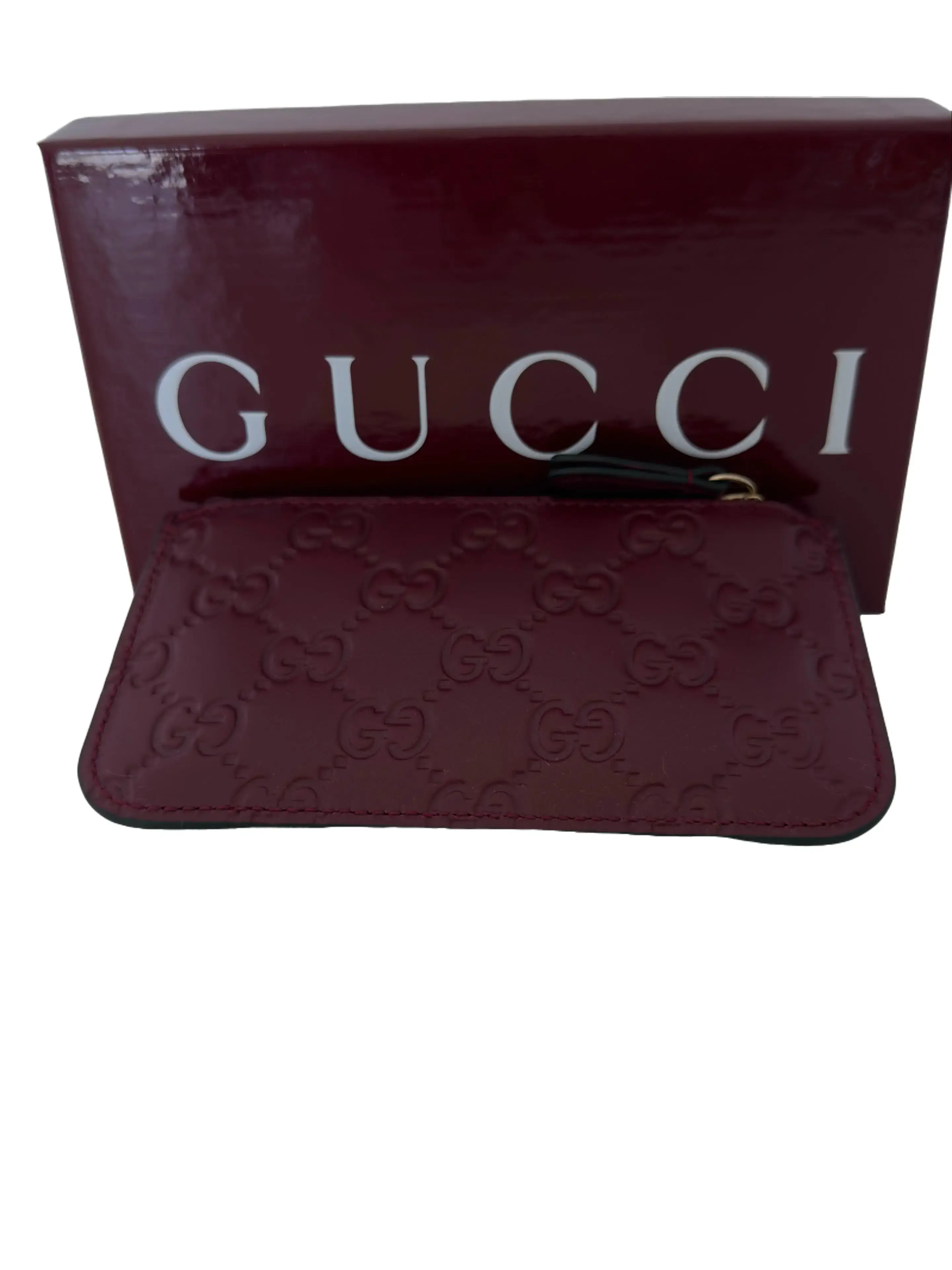Pre-owned GUCCI Leather Wallet GG Emblem Debossed Wallet