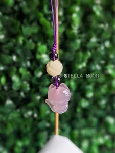 Purple Fox Chalcedony Accessory, Stone Key Chain, Kitsune, Bag Charm, Keychain Ring Holder, Healing Gem, Crystal Lotus, Chakra, Phone Charm girl car cute keychain