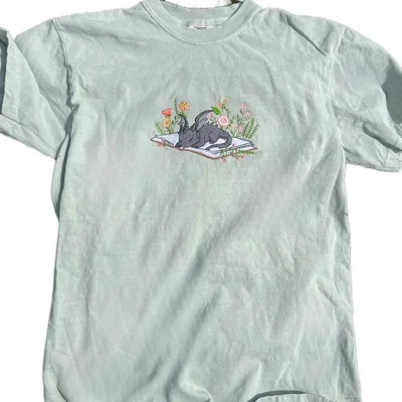 Book Dragon Embroidered Shirt