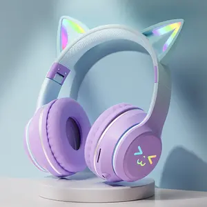Wireless Headphone, Over Ear Headphones, Cat Ear Design Headphone with Microphone, Foldable BT-compatible Headset for Mobile Phone, Christmas and New Year Gifts