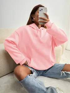 Women's Fall Winter Casual Loose Drawstring Hoodie, Solid Color Long Sleeve Pullover Sweatshirt, Comfortable and Stylish Chic Daily Wear