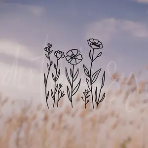 Floral Decal, Wildflower Stickers, Flower Gifts, Waterproof/Weatherproof