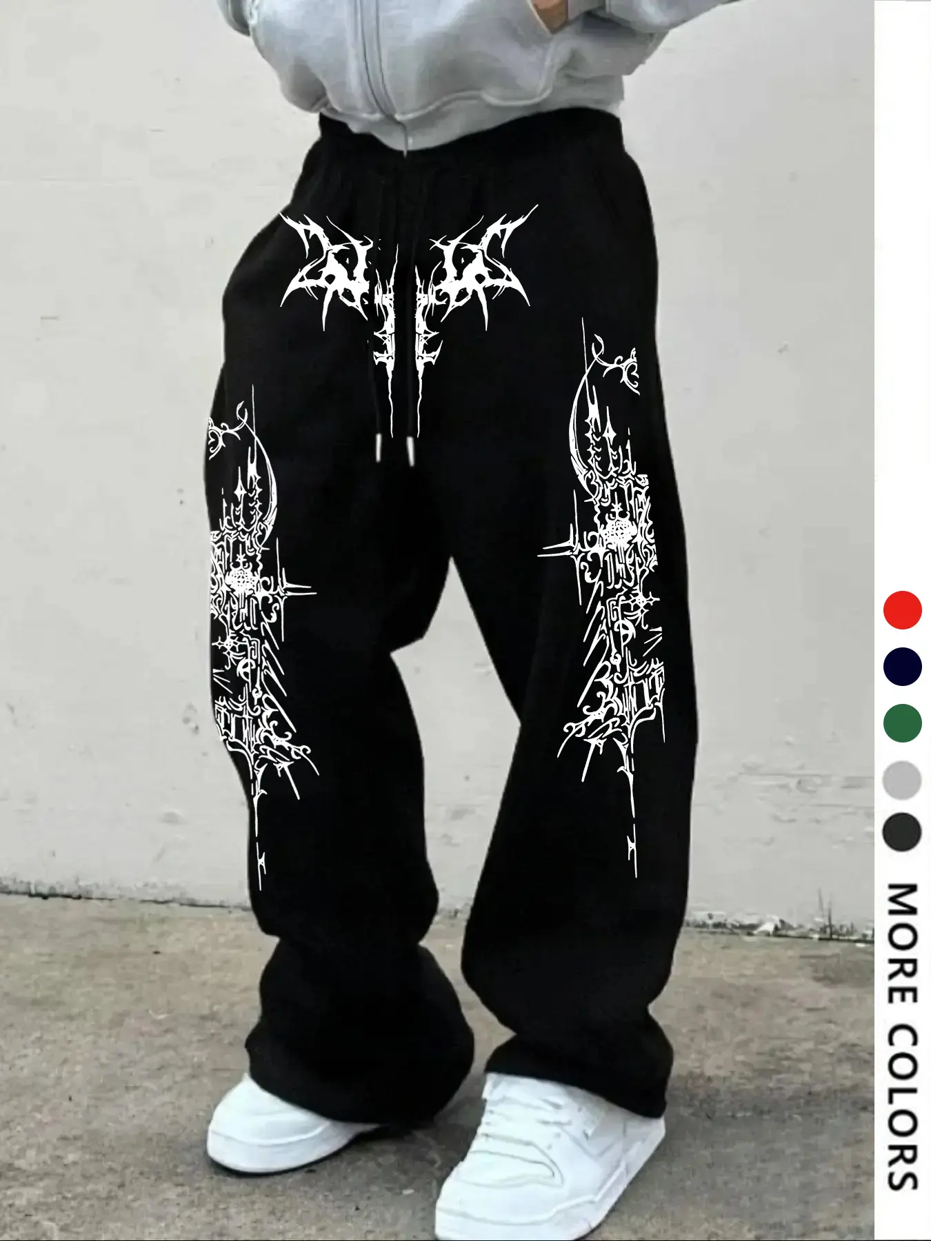 Men's Casual Loose-Fit Jogger Pants, Athleisure Pants, Thorn Lightning Print Drawstring Wide Leg Sweatpants, All-Season Comfortable Men's Clothing, Printed Sweatpants
