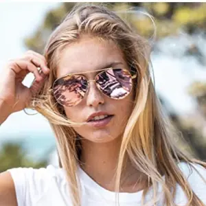 Foster Grant Zaylee Pink Metal Aviator Frames Sunglasses - Pink Mirrored Lens