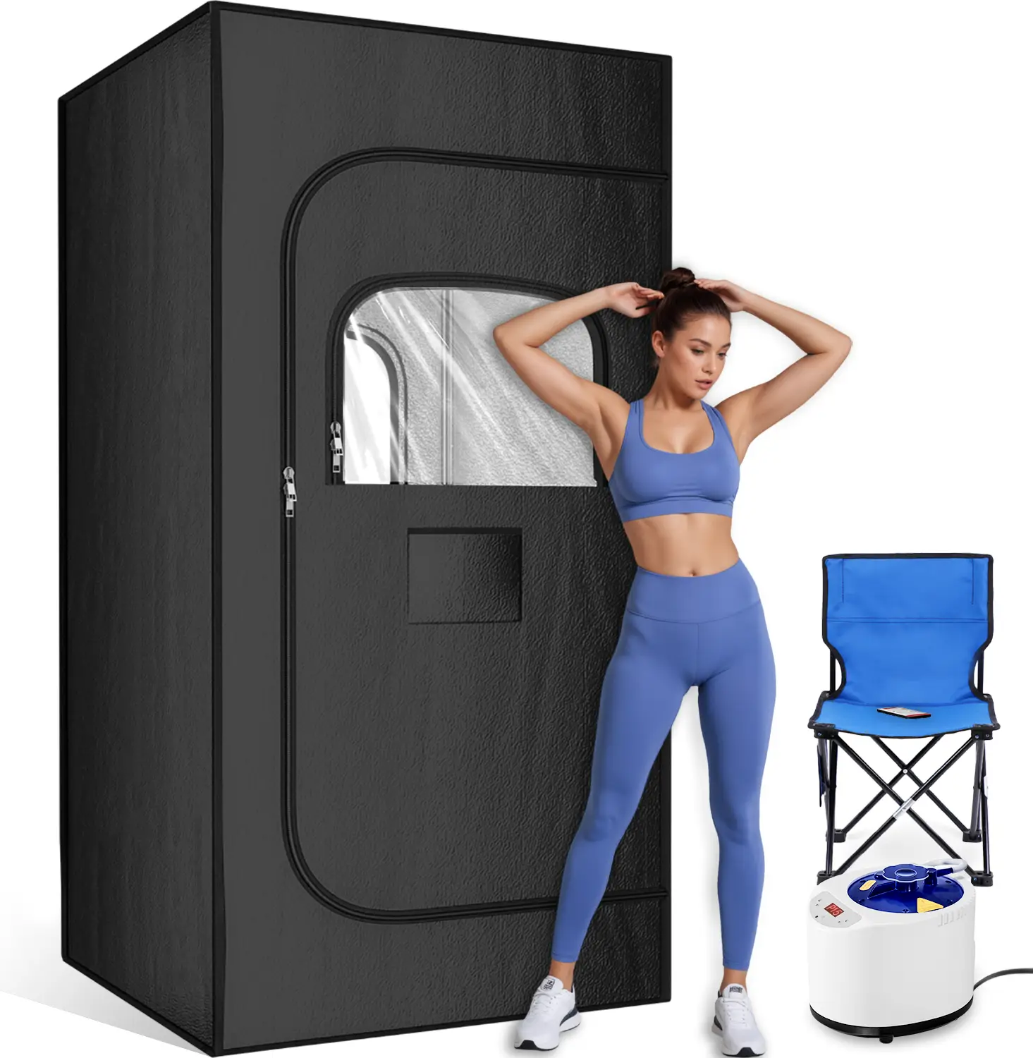 TEHANLD Portable Sauna Box for Home, Personal Steam Nurecover Saunas Heater at Home Use, 3L 1200W Steamer, Indoor Foldable Sauna Tent, Dry Sauna SPA F