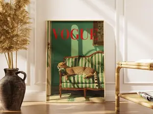 Vintage Animal Wall Art, Fashion Magazine Wall Art, Leopard Wall Art, Vintage Poster - [No Frame]