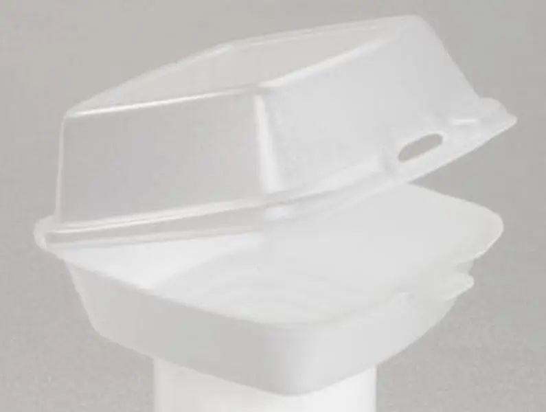 Dart DCC 60HT1 Foam Hinged Lid Carryout Container, 5.88 in. x 6 in. x 3 in. - Kitchen Utensils Preserving Container