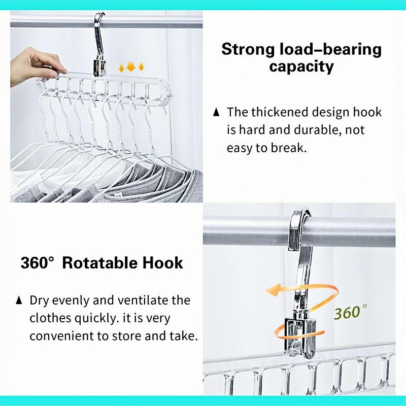 Foldable Clothes Hangers 5-Pack, 9-Hole Space-Saving Plastic Hangers, Anti-Slip Organizer for Closet and Wardrobe