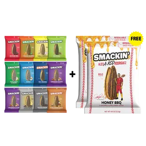 SMACKIN' Sunflower Seeds 2 FREE BAGS + 12 Bag Variety Pack, Variety Flavors, Resealable 4 OZ. Bags, No Salty Burn