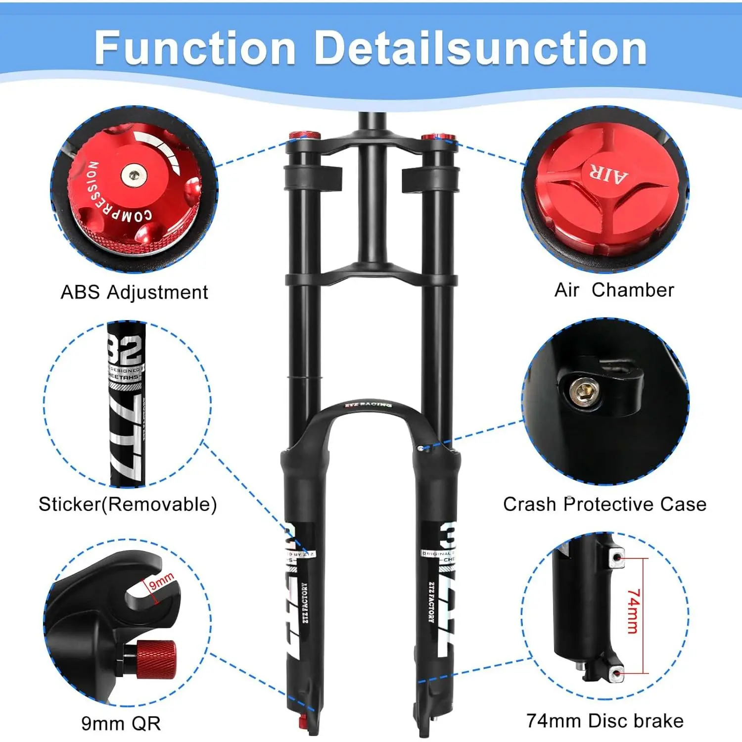 ZTZ 26/27.5/29 inch Mountain Bike Air Suspension Fork,Rebound