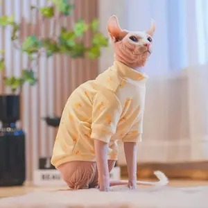 Spring New Hairless Cat Devon Pet Clothes Shirt, Pure Cotton Double-Faced Velvet Duck Long Sleeve Thermal Underwear