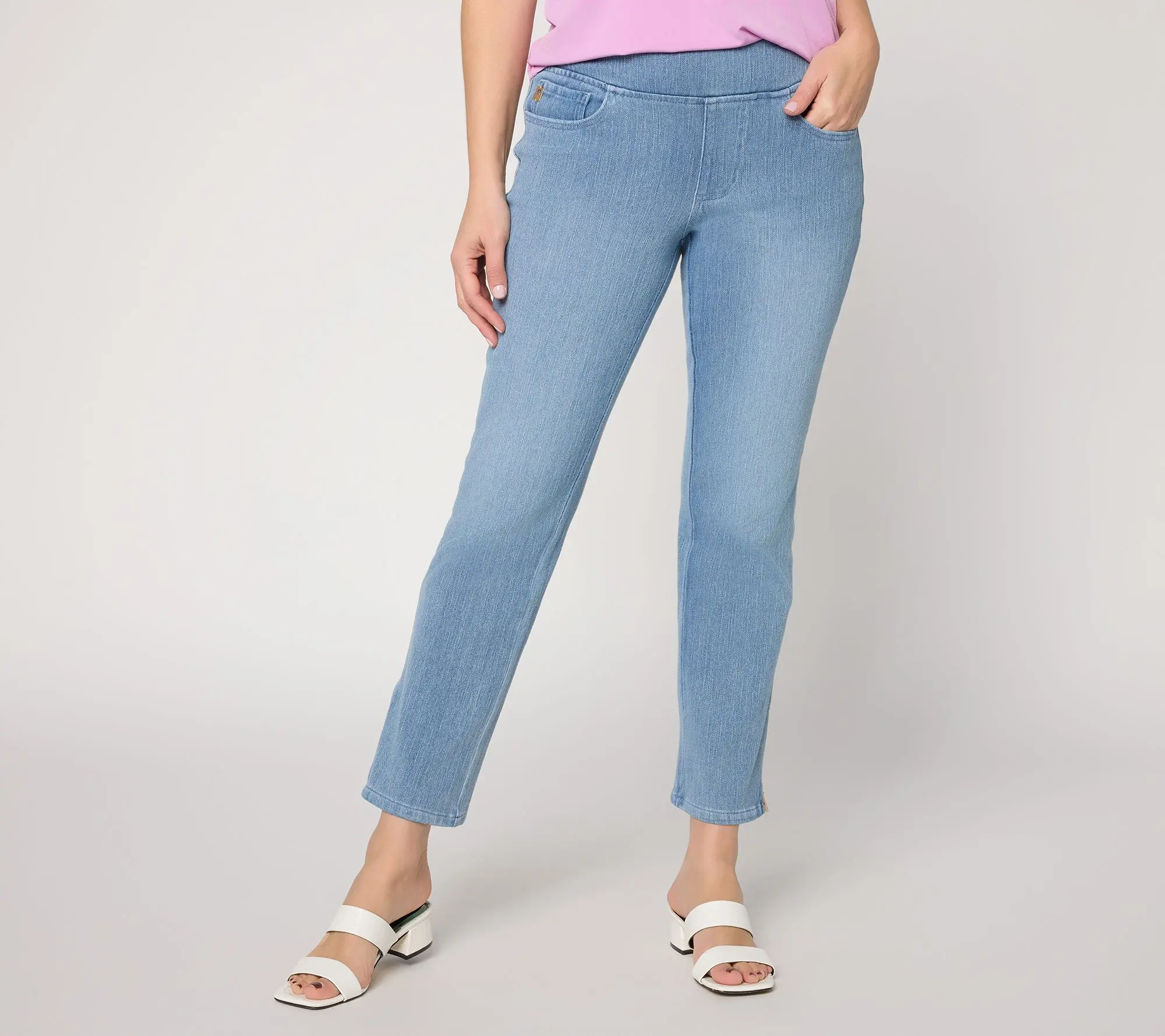 Belle by Kim Gravel Petite Flexibelle Good as Gold Zip Ankle Jean