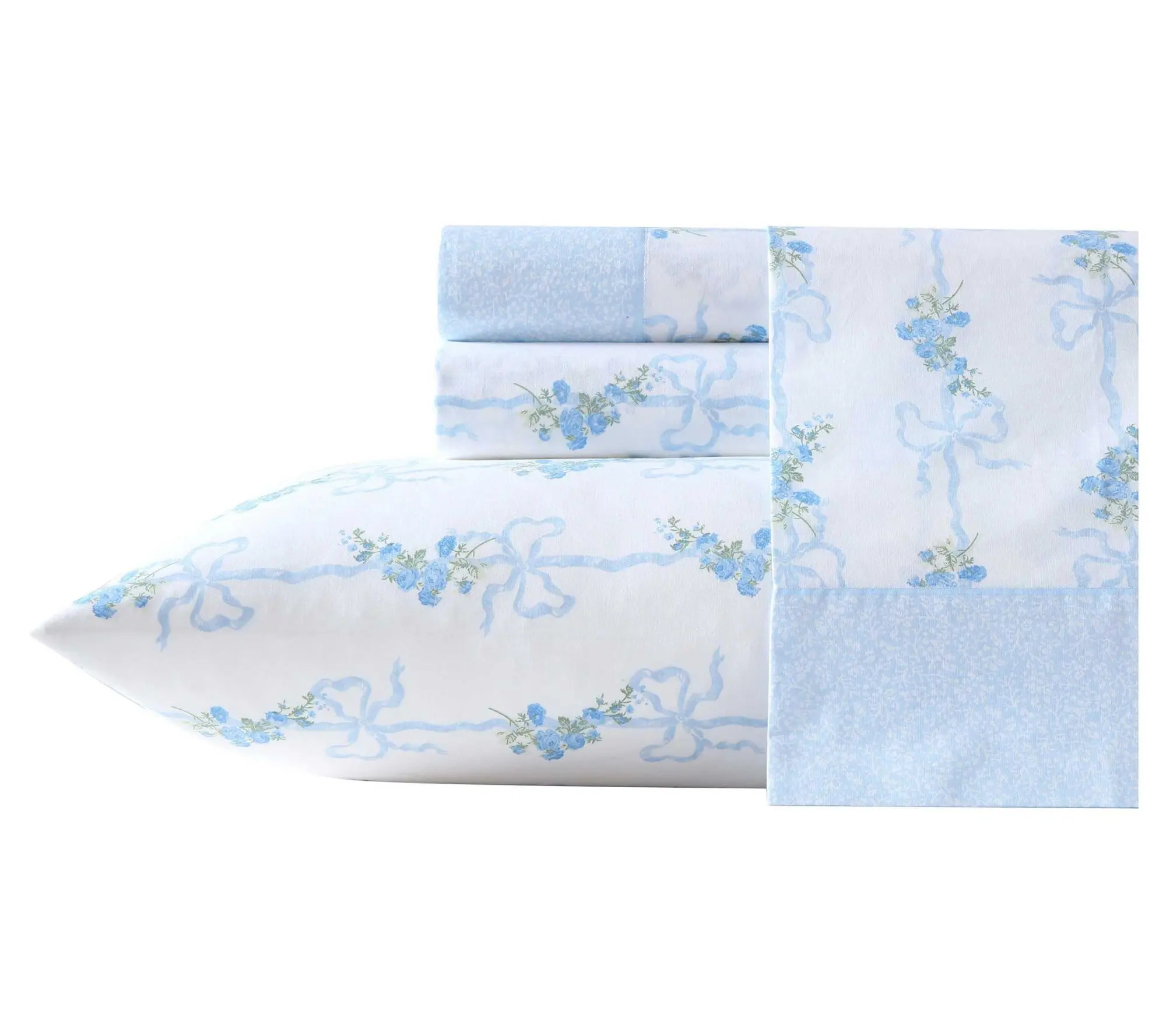 Laura Ashley Floral Ribbon Blue Full Sheet Set