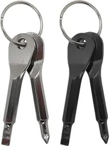 Pocket Screwdriver Set (Pack of 2) - Best Stocking Stuffers - EDC Keychain - Portable Repair Tool for Small Projects, Furniture - Compact & Ergonomic Flat Head & Phillips Key Screwdriver - 2 Colors