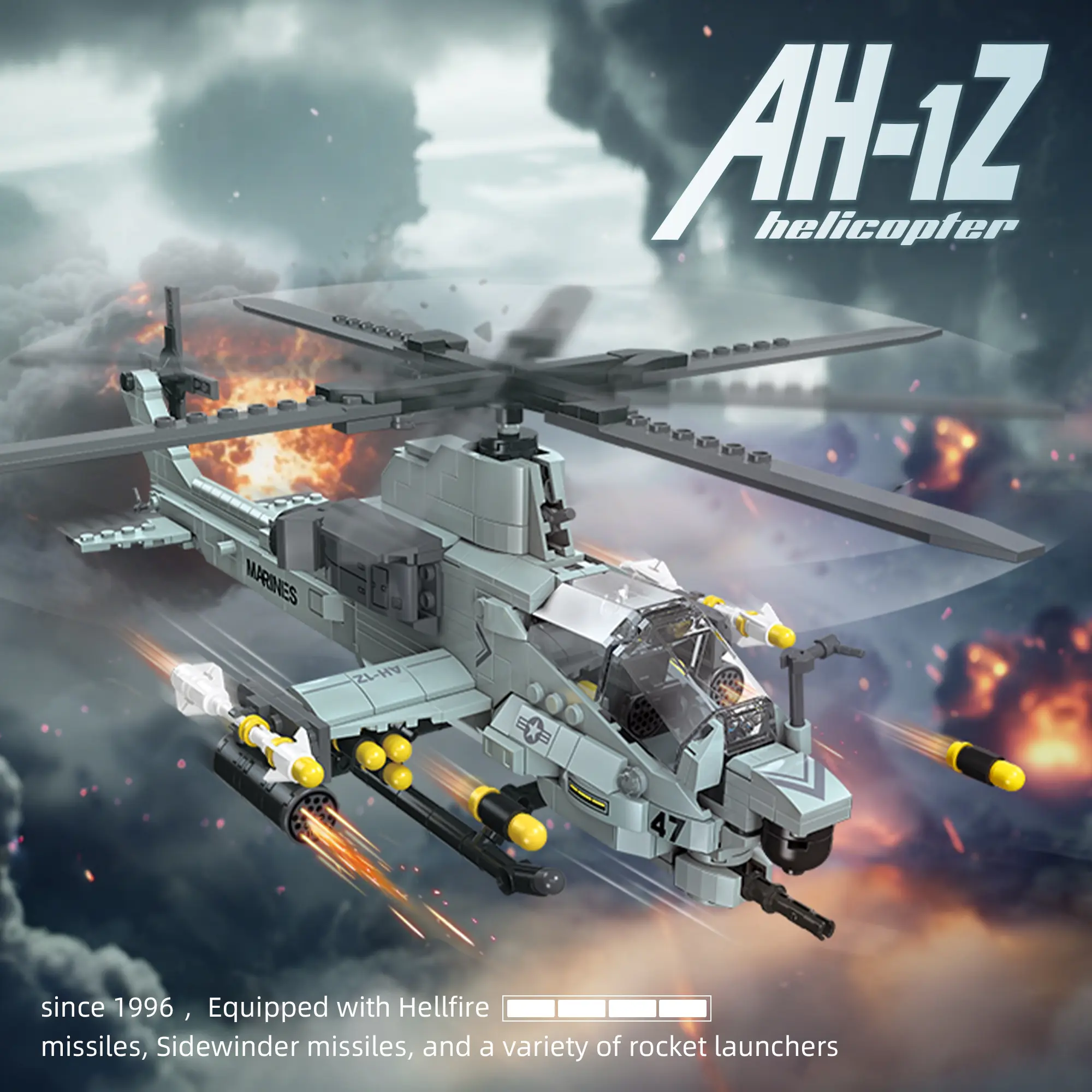 Jiexing Toys AH 1Z Viper Military Helicopter Building Block Kit Realistic Detailed Aviation Model Diy Assemble Brick Toy For Home Desk Display Hobby Collection For Teenagers