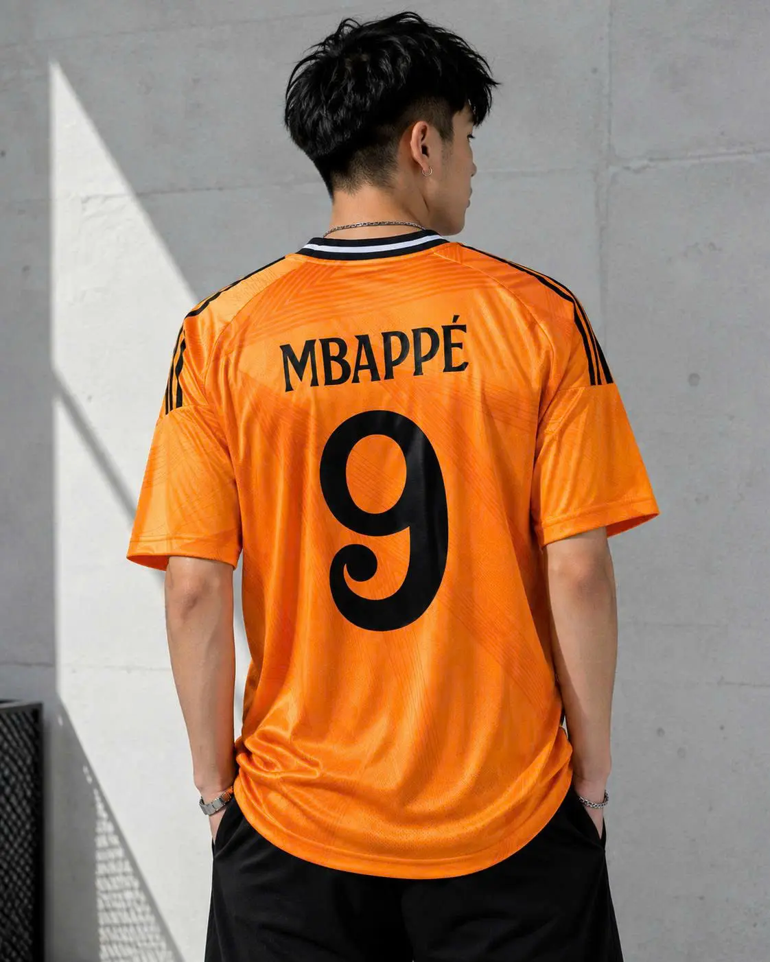 Men’s Orange Soccer Jersey, Short Sleeve Football Shirt, Retro Athletic Sportswear Top, Number 9