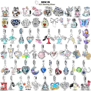 New Charms Plat 925 Silver Blue Luminous Firefly Cat Dog Insect Star Charm Beads Fit Original Bracelet DIY Ladie Jewelry Pendant