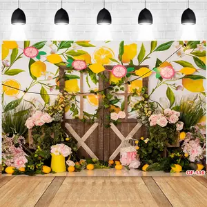 Photography Background Spring Lemon Theme Green Plants Flowers Forest Style Birthday Party Decorations Photo Studio Backdrop