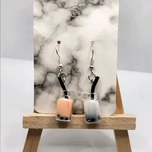 Playful Bubble Tea Earrings - Lightweight Resin Unisex Accessory with Fun Design for Bubble Tea Enthusiasts