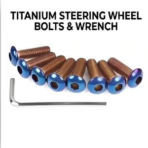 6PCS Titanium Steering Wheel Bolts | Lightweight Burnt Blue Hex Screws for Racing Cars ：