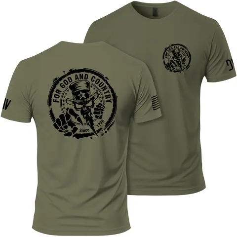 Dion Wear For God and Country T-Shirt, Short Sleeve, Graphic Modern Fit Tee