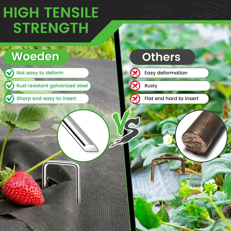 WOEDEN 6" Galvanized Landscape Staples 10 Gauge U-Shaped Garden Stakes for Weed Barrier Durable Growing Tray Drip Irrigation & Holiday Decorations 120/200 Pcs