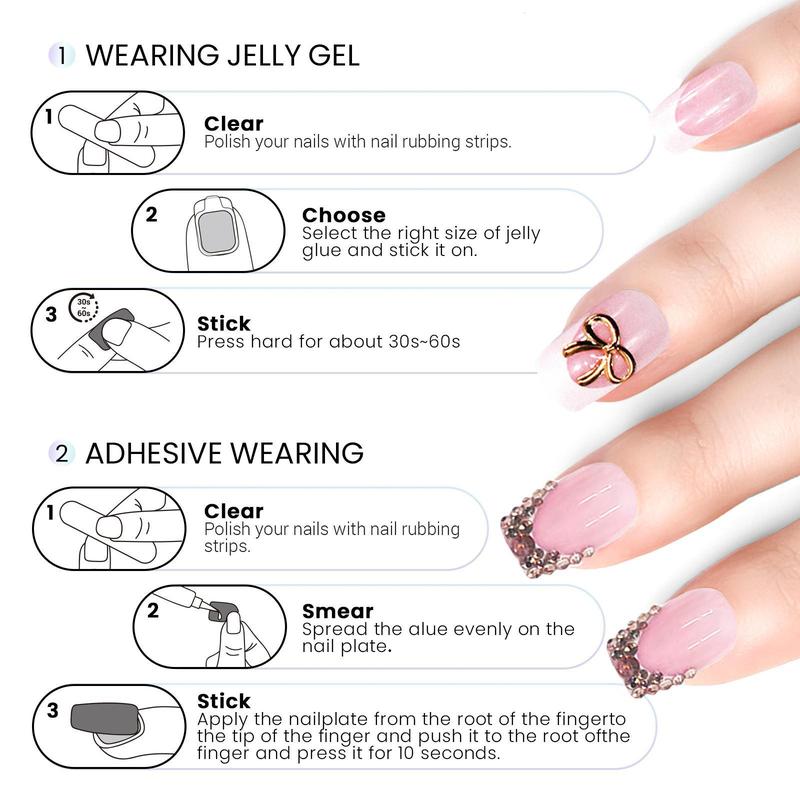 144 Pcs Press On Nails (6 Packs) | Nude Pink French, Bow & Floral Designs | Almond & Coffin Shapes | 3D Flower, Ribbon Bow & Glitter Styles | Reusable Stick On Nails with Jelly Glue | 12 Sizes