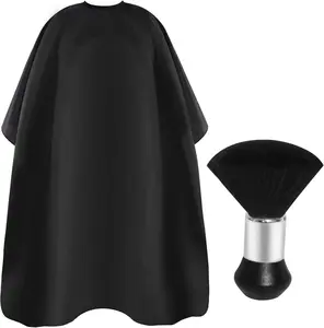 Professional Haircut Cape Set with Adjustable Snap Closure, Nylon Bristles Neck Duster Brush, Heatless Durable Easy Clean Design, Single Item Haircare Tool for Unisex Salon & Barber Use