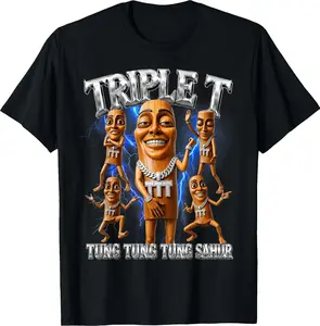Tung Tung Tung Sahur Brainrot Meme Shirts Triple T T-Shirt Funny Graphic Tees