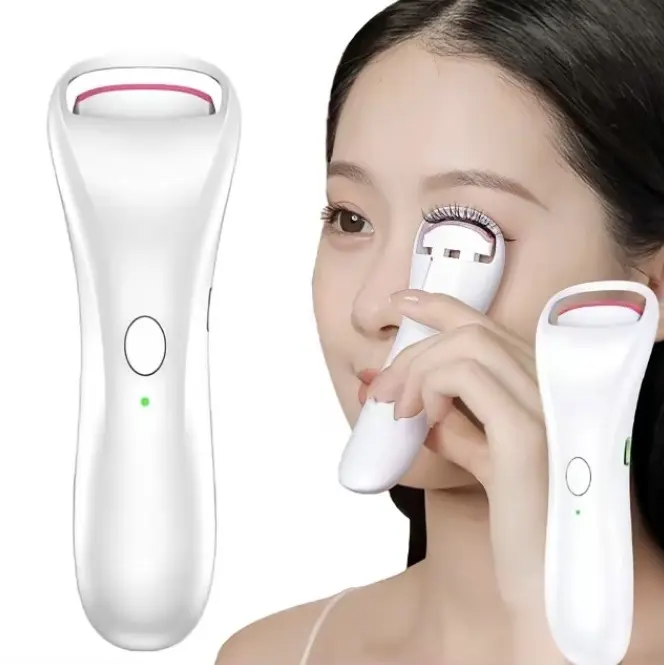 Rechargeable Electric Eyelash Curler with Dual-Arc Design & 2 Adjustable Temperature - Safe Gentle Heated Lash Curler for Natural Curl Perfect Fit for Women, White
