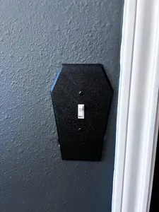 Gothic Coffin Shaped Light Switch Cover Halloween Decor Single Toggle Black 3 pcs with Matching Black Screws for Easy Installation