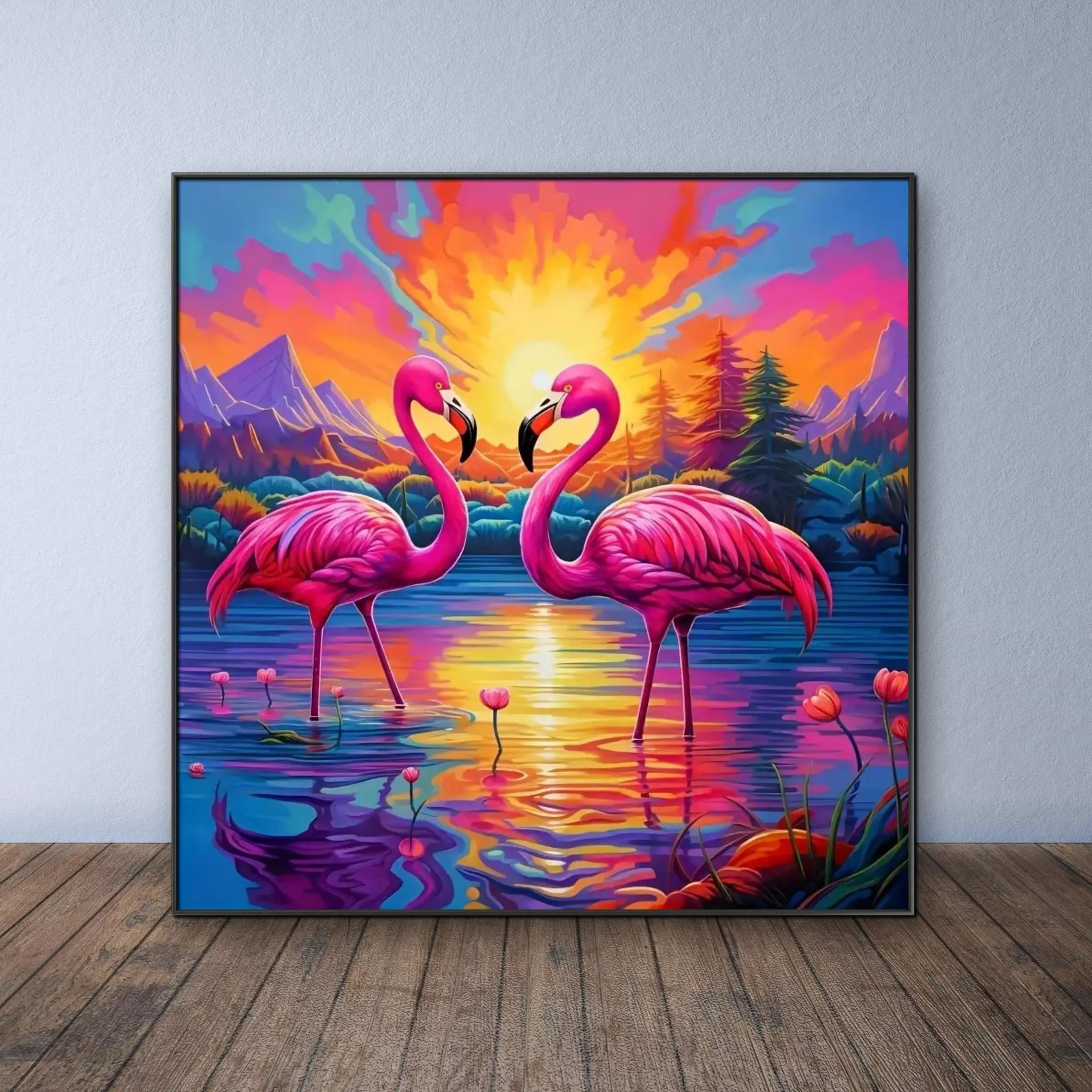 Flamingo Pattern DIY Diamond Arts Colorful Painting Kit without Frame, DIY 5D Diamond Arts Colorful Painting Kit, Wall Art Decor for Home Living Room Bedroom