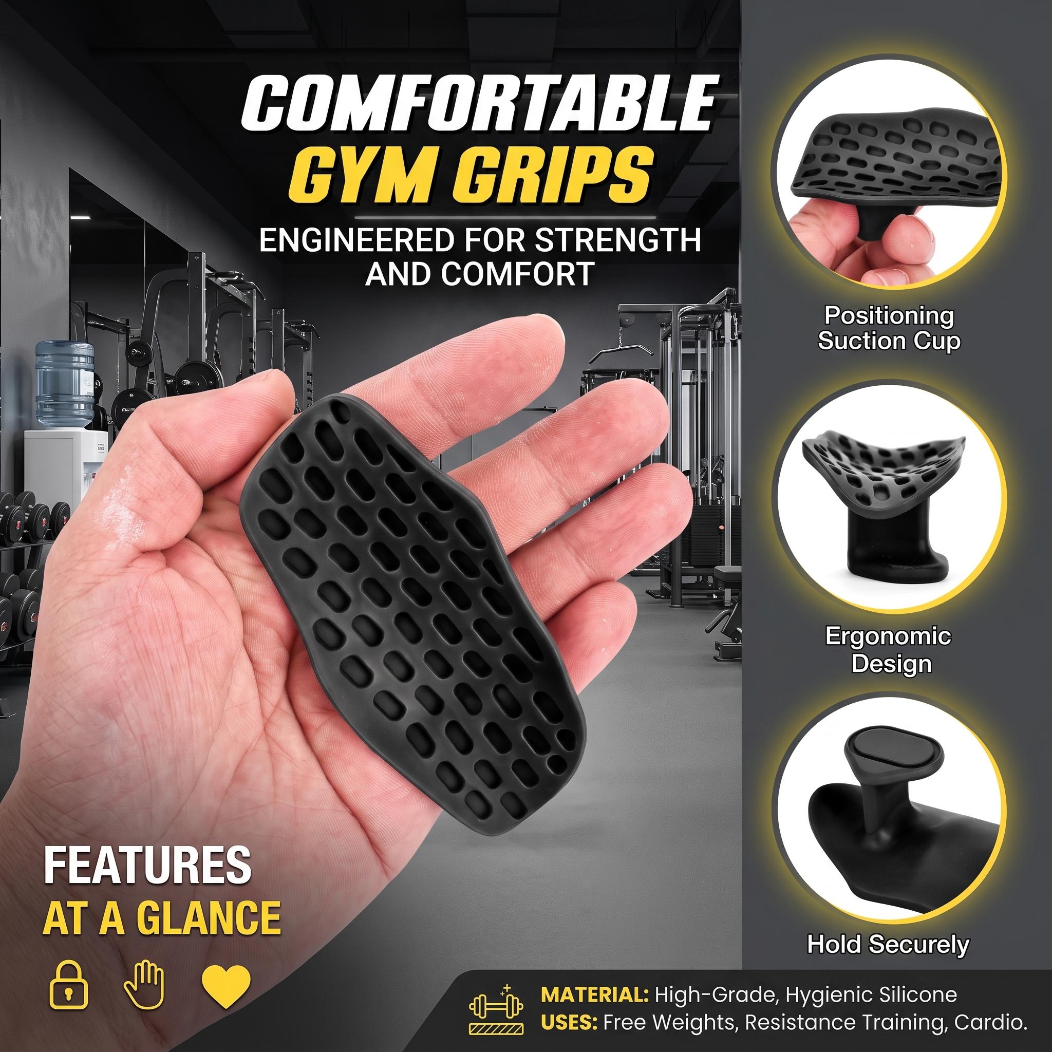 Unisex Anti-Slip Silicone Gym Grip Pads - Palm-Fit Shape Weightlifting Accessories with Palm Protection, Portable Storage Case, Suitable for Dumbbells, Pull-Ups