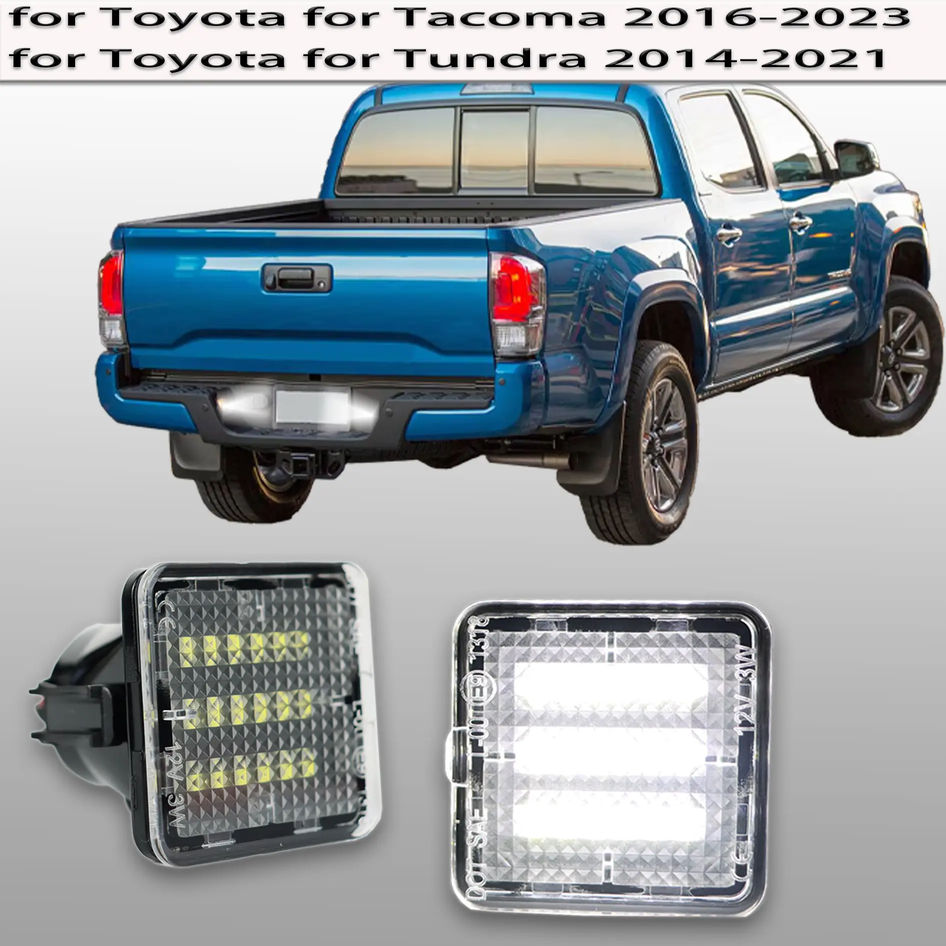 2-Piece LED Tail Lights - Rear Bumper License Plate Replacement Parts, Compatible with Toyota Tacoma 2016-2023 & Toyota Tundra 2014-2021, Led Light, Led Lights For Truck, Automotive Car Light