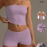Women's 2 Piece Tube Top and Shorts Set, Soft Stretch Strapless Lounge Set, Comfortable and Stylish Sleepwear for Women, Chic