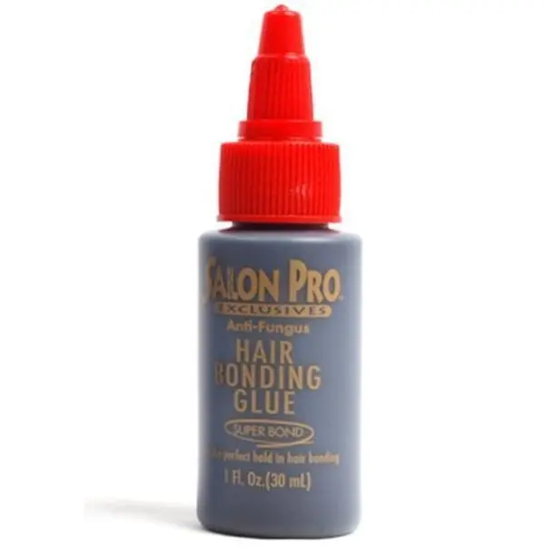 SALON PRO Hair Bonding Glue - Black, 1 oz Strong Hold Rubber Latex Haircare Adhesive for Securing Temporary Styles, Weaves, Hair Extensions