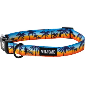 Wolfgang Heavy Duty, Adjustable Dog Collar with Quick Release Nylon Buckle for Walking & Training, Sunsetpalms Print, Medium