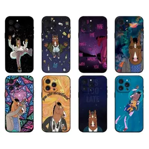 B-BoJack H-Horseman Phone Case Black TPU Soft Shockproof Cover Gift For iPhone 11-17 Pro Max/Plus & Samsung Galaxy S23-S25