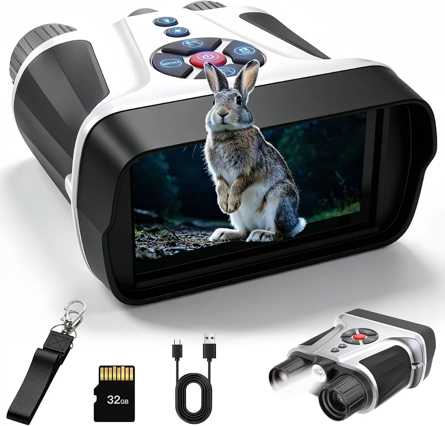 4K Full Color Night Vision Goggles, Infrared Night Vision Binoculars, 4.5" HD Screen, 1968FT Range, 9000mAh Battery, 32GB SD Card for Hunting Camping Wildlife Watch, Outdoor Gifts for Men Dad Husband