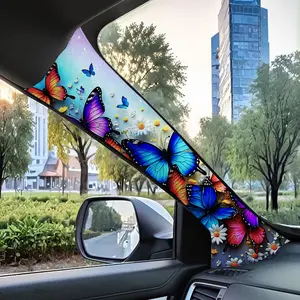 Jdm Car Interior A-Pillar Modification Kit, Upgraded Colorful Butterfly Pattern Self-Adhesive Elastic Patch Set, Universal Fit, Decal For Cars