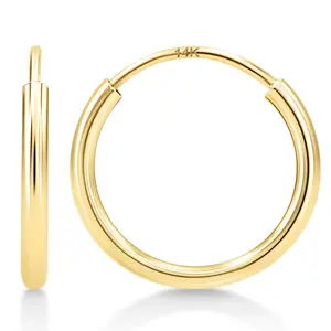 KEZEF Thin Gold Hoop Earrings for Women - 14kt Solid Gold Very Thin Earrings for Girls and Women - 1mm Hoop Earrings in 14k Real Gold - Endless Hoops