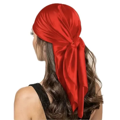 Silky Hair Scarf, Solid Color Multi Functional Satin Scarf, Square Neck Scarf/Bag Scarf/Bohemian Head Scarf/Head Wrap/Bandanna/Blouse/Skirt